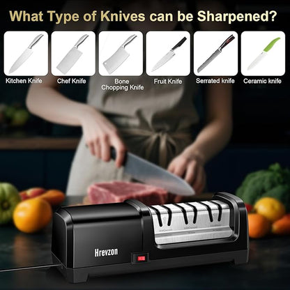 Knife Sharpener Electric for Kitchen Knives, with 100% Diamond Abrasives and Precision Angle Guides, 3-Stage Professional Automatic Quickly Sharpening/Polishing - Image 6