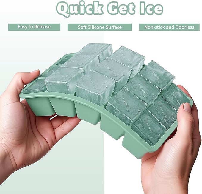 Silicone Ice Cube Tray 3 Pack - EASY RELEASE ice cube tray with lid, BPA Free Ice Cubes Trays for Freezer,ice cube mold for Cocktail,Whiskey (Mint+Pink+Blue) - Image 5