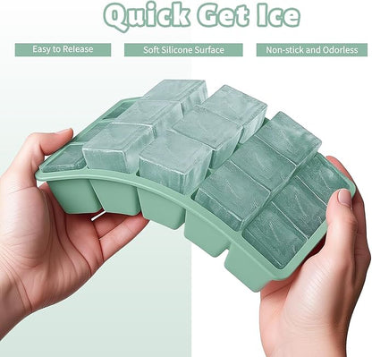 Silicone Ice Cube Tray 3 Pack - EASY RELEASE ice cube tray with lid, BPA Free Ice Cubes Trays for Freezer,ice cube mold for Cocktail,Whiskey (Mint+Pink+Blue) - Image 5