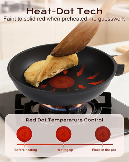 Non Stick Frying Pan, 10-inch Omelette Pan with Heat Dot Temperature Indicator, Healthy Non Toxic Egg Skillet with Heat-Resistant Handle, PFOA-Free, Dishwasher Safe, Compatible with All Cooktops - Image 2