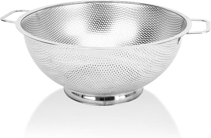 Colander for Kitchen, 5QT, Stainless Steel Colander Strainer with Handle for Fruits Vegetables Cooking Food, Dishwasher Safe by Kteniy
