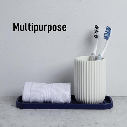 Zulay Kitchen (9x3.5) Silicone Sponge Holder for Kitchen Sink - Flexible Multipurpose Soap Tray - Sink Organizer for Kitchen, Bathroom, Makeup, Trinkets & More (Dark Blue) - Image 5
