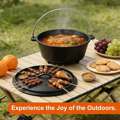8QT Pre-Seasoned Cast Iron Camp Dutch Oven with Lid, Large Camping Dutch Oven Pot, incl. Lid Lifter - Dual Handles - for Outdoor Campfire, Grill, Oven & Stovetop Cooking-Black - Image 7