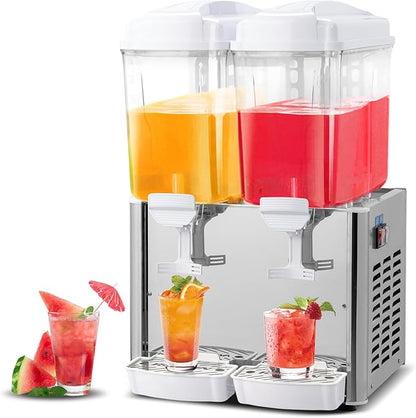 ROVSUN 9.6 Gallon/36L Commercial Beverage Dispenser Drink Dispenser, 18L X 2 Tanks Commercial Juice Dispenser Stainless Steel with Thermostat Controller for Home Restaurant Bar Party 110V/60HZ by ROVSUN