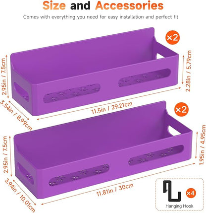 Sevenblue 4 Pack Strong Magnetic Spice Rack for Refrigerator, Multipurpose Magnetic Shelf for Fridge with 4 Hooks for kitchen and Bathroom Organization, Purple - Image 7