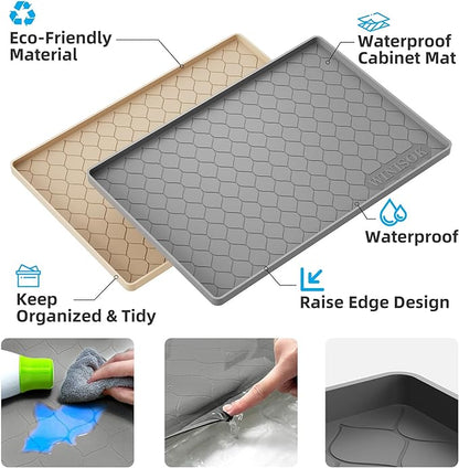 Winisok Silicone Under Sink Mat 25" x 22", kitchen Essentials and Gadgets, Shelf liner and Cabinet Protector, Home Organizers and Storage, Waterproof Bathroom Tray - Image 2