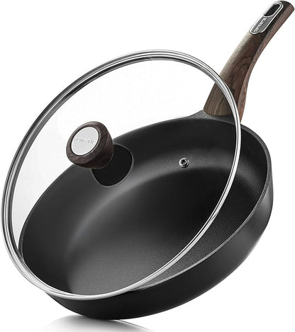 SENSARTE Nonstick Frying Pan Skillet with Lid, 8inch Non Stick Pan Omelette Pans, Healthy Kitchen Cooking Chef's Pan with Cover, Free of Intentionally Added PFOA/PFOS, Induction Compatible, Black by SENSARTE