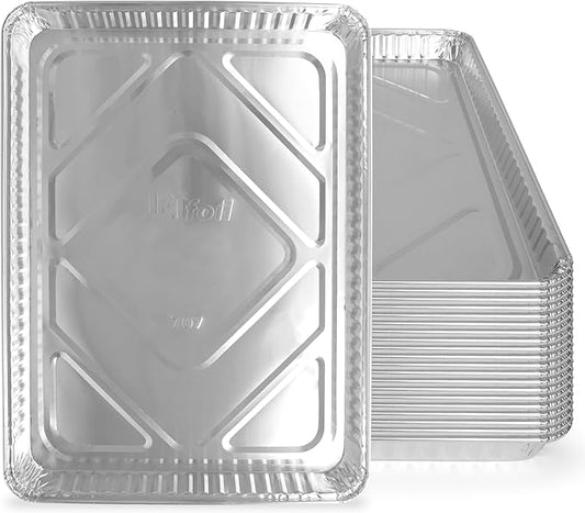 PLASTICPRO Aluminum Pans 20 Pack Disposable Cookie Sheets 13 x 17 Baking Pans Premium Quality Heavy Duty Sheet Pans by PLASTICPRO