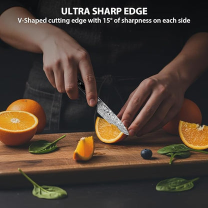 MOSFiATA 4 Inch Paring Knife, Kitchen Knife Fruit Knives with Sheath, German High Carbon Stainless Steel EN1.4116 Precision Cooking Vegetable Knife for Carving, Peeling, Trimming - Image 6