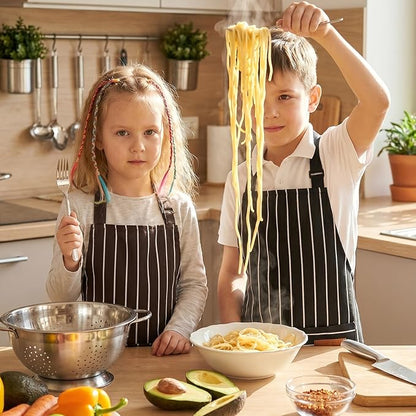 2 Pack Stripes Kids Apron, Kids Cooking Aprons with 2 Pockets, Cute Aprons for Cooking for Boys and Girls