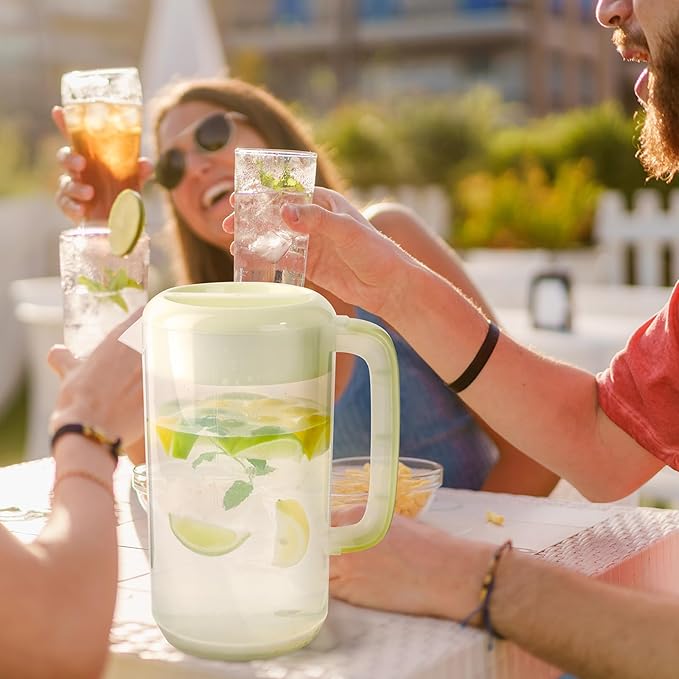 0.6 Gallon 2.5 Litre Clear Plastic Pitcher with Lid, 2 Pack Clear Water Pitchers for Cold Drinks, Iced Tea Jug for Lemonade, Iced Tea, Milk, Juice, Beverages - Image 6