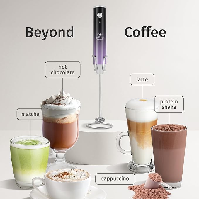 Zulay Kitchen Rechargeable Milk Frother Handheld Lux - Powerful 2-Speed Motor, Waterproof, 2000mAh Battery - Drink Mixer for Latte, Cappuccino, Matcha & Protein Powder - Lux Galaxy - Image 3