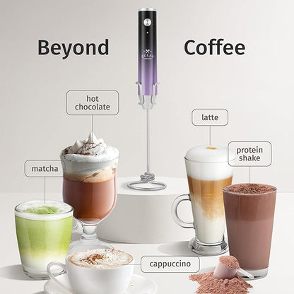 Zulay Kitchen Rechargeable Milk Frother Handheld Lux - Powerful 2-Speed Motor, Waterproof, 2000mAh Battery - Drink Mixer for Latte, Cappuccino, Matcha & Protein Powder - Lux Galaxy - Image 3