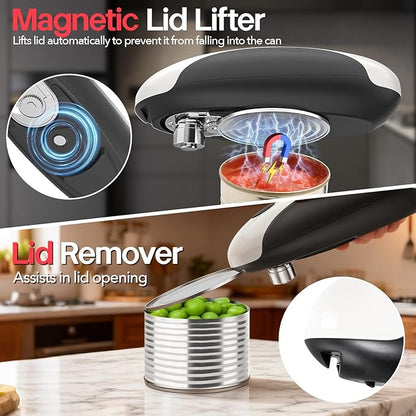 YARRAMATE Electric Can Opener, One Touch Rechargeable Automatic Can Openers for Kitchen Fits All Cans Sizes - Smooth Edge, Hands-Free for Seniors | With Storage Bag, Portable for Travel