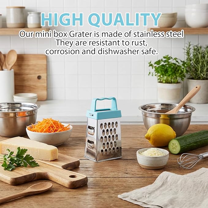 12 Pcs Mini Cheese Grater Stainless Steel Box Grater Professional Fine Coarse Handheld Slicer with 4 Sides Small Lemon Safe Zester Shredder for Kitchen Ginger Vegetable Potatoes Food - Image 6