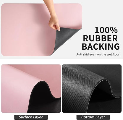 HotLive Dish Drying Mat for Kitchen Counter, Heat Resistant Drainer Mats with Non-slip Rubber Backed, Hide Stain Kitchen Super Absorbent Draining Mat, Easy to Clean Dish Rack Pad, Pink 16"x20" - Image 5
