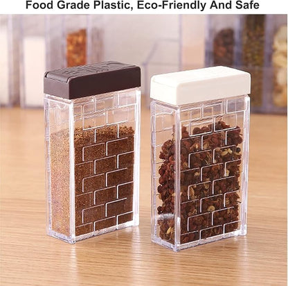 12 PCS Spice Shaker Jars, Salt and Pepper Shakers Set, Seasoning Shaker Boxes Condiment Set, Plastic Spice Dispenser Cases Clear Seasoning Storage Container Bottles with Lid & Tray (#A) - Image 8