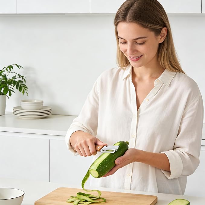 Vegetable Wooden Peeler for Kitchen Tool,Premium 2-in-1 Multifunctional Fruit & Vegetable Peeler with Built-in Bottle Opener, Ideal for All Fruits and Vegetables Needing Peeling (B-1PC) - Image 4