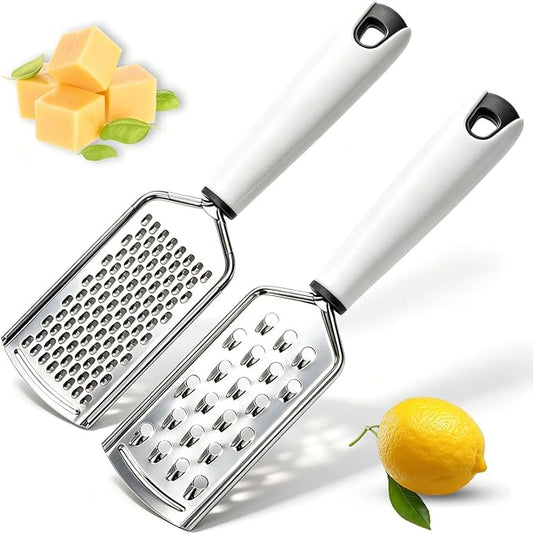 Zester Grater Set of 2, Kitchen Grater Zester Tool for Cheese,Lemon,Nutmeg, Chocolate, Fruits,Vegetables,Zucchini, Carrot, Apple, Cabbage (thick shreds&thin shreds) by Lekayihu