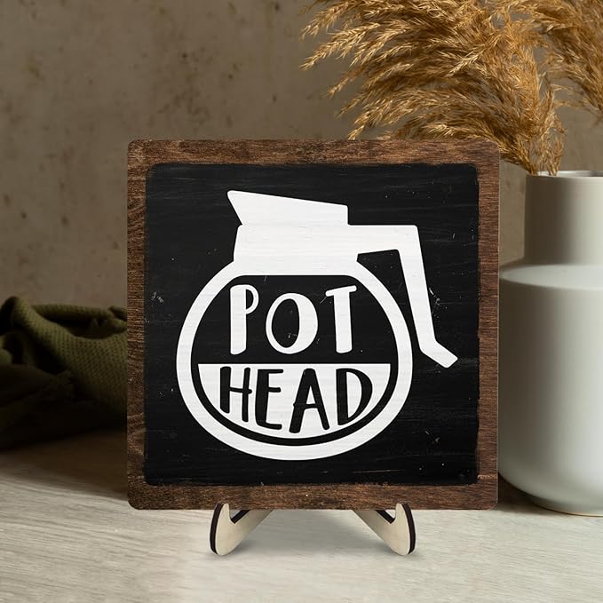 Vintage Coffee Bar Sign, Wooden Coffee Decor for Kitchen, Rustic Farmhouse Cafe Sign, Cefe Accessories, CoffeeLover Gifts, Home Wall Decor (Black&Brown1, 5.9x5.9inches) - Image 6