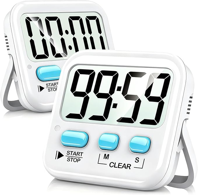 Antonki 2 Pack Digital Timer for Kids, Magnetic Countdown Kitchen Timers for Cooking, Egg, Classroom, Teacher, Exercise, Study, Oven - Battery Included by Antonki