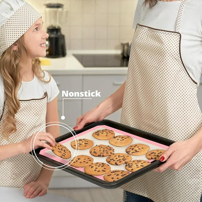 Silicone Baking Mat Set of 3, Silicone Baking Mats Cookie Sheet, Non-Stick Mats for Baking, Easy Clean & Reusable Oven Baking Sheet for Making Macaroons, Cookies (Pink) - Image 2