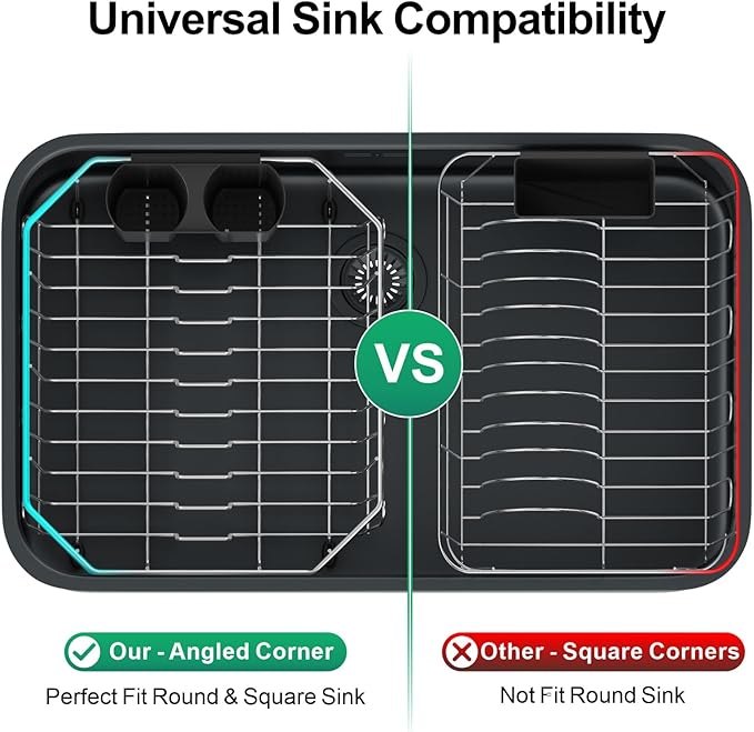 GSlife Small in Sink Dish Drying Rack - Stainless Steel Compact Dish Drainer for RV Kitchen Apartment Sink, Rust Resistant Inside Sink Rack, 1–2 Person Households, 11.6" W x 13.4" L, Silver - Image 5