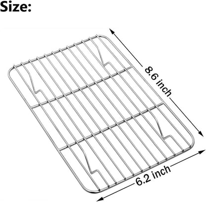 E-far Small Baking Rack Set of 2, Stainless Steel Metal Roasting Cooking Racks, Size – 8.6"x6.2", Non Toxic & Rust Free, Fit for Small Toaster Oven, Dishwasher Safe - Image 2