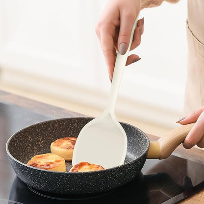 oannao Silicone Kitchen Utensils Set, 600°F Heat Resistant Silicone Cooking Utensils, Spatula, Spoon, Whisk, Tongs, Kitchen Gadgets for Nonstick Cookware, Dishwasher Safe BPA Free (Cream White) - Image 9