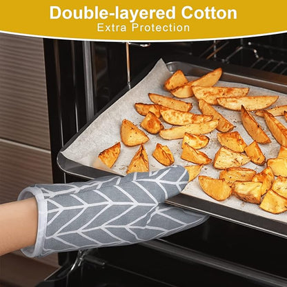 AUAUY Oven Mitts and Pot Holders 6PCS Set, 392°F Heat Resistant Cooking Gloves and Hot Pads Baking Mittens BBQ Gloves, Top Kitchen Gadgets, Non-Slip Kitchen Mittens for Oven Cooking Baking Grilling - Image 5