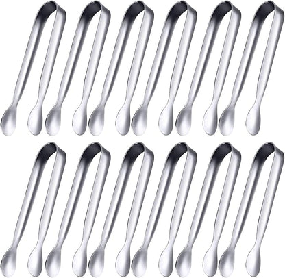 Gejoy 12 Pieces Mini Tongs Stainless Steel Small Sugar Serving Tongs for Charcuterie Board Appetizers Dessert Serving Food Tiny Party Danish Candy(4.3 Inch,Silver) by Unknown