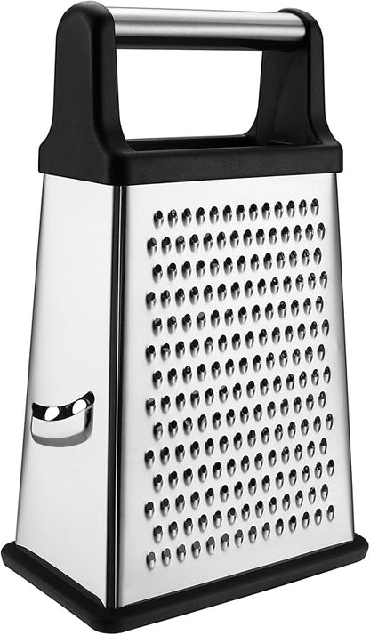 Spring Chef Professional Cheese Grater - Stainless Steel, XL Size, 4 Sides - Perfect Box Grater for Parmesan Cheese, Vegetables, Ginger - Dishwasher Safe - Black - Image 8