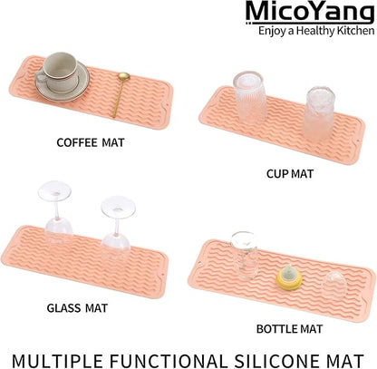 MicoYang Silicone Dish Drying Mat for Multiple Usage,Easy clean,Eco-friendly,Heat-resistant Silicone Mat for Kitchen Counter,Sink,Bar,Bottle,or Cup Pink M 17 inches x 6 inches - Image 4