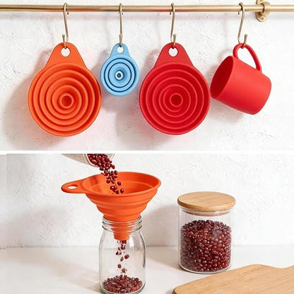4-Pack Kitchen Funnel Set, Small and Large, Upgraded Kitchen Gadgets Accessories Foldable Silicone Collapsible Funnels for Filling Water Bottle Liquid Transfer Food Grade - Image 7