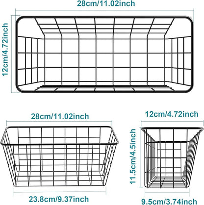 MaraFansie Over the Cabinet Door Organizer Wall Wire Baskets Hanging Kitchen Basket Shelf for Cabinet & Pantry Organization and Kitchen, Bathroom, Bedroom Storage, with Adhesive, Black, 3 Pack - Image 3