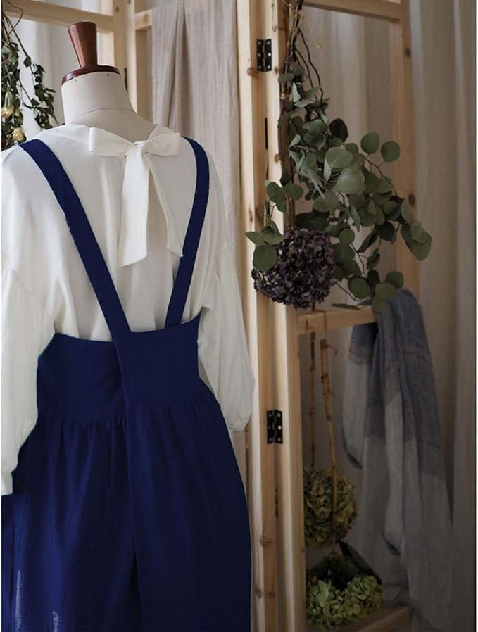 Uaussi Cotton Linen Apron Cross Back Work Apron for Women with Pockets Pinafore Dress X Cross Halter Apron for Chef Gardening - Image 3