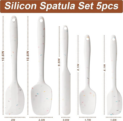 Silicone Spatula Set, 5 Piece Food Grade Rubber Spatulas for Baking, Cooking, and Mixing High Heat Resistant Non Stick Dishwasher Safe BPA-Free (Candy Color) - Image 2