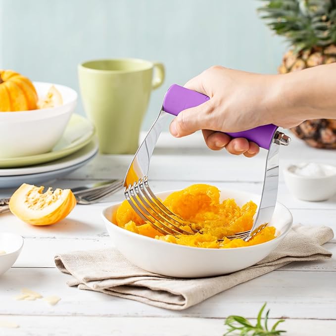 Spring Chef Large Dough Blender For Baking, Stainless Steel Puff Pastry Cutter Tool with Soft Grip Handle, Dishwasher Safe Dough Cutter Tool, Manual Pastry Blender for Easy Mixing - Orchid - Image 7