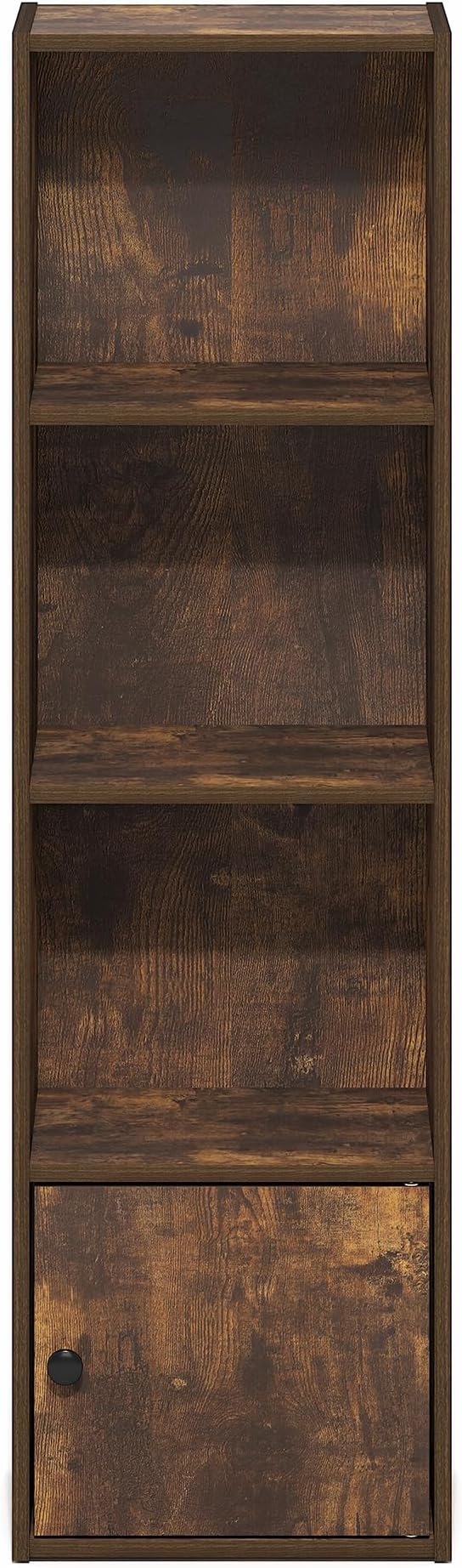 Furinno LUDER Book Shelf, 4-Tier Bookshelf with Open Shelf, Standing Bookcase with 1 Door Cabinet, 9.3 x 12 x 41.8, for Organization and Storage, for Living Room, Bedroom, Home Office, Amber Pine - Image 7
