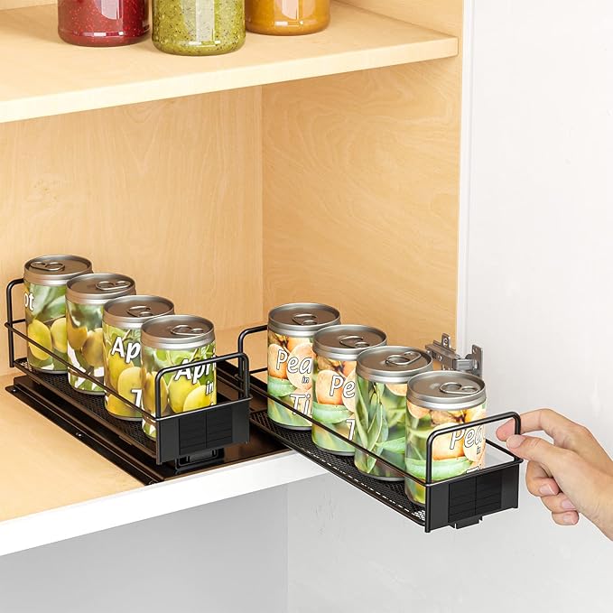 SpaceAid Pull Out Spice Rack Organizer for Cabinet, Heavy Duty Slide Out Seasoning Kitchen Organizer, Cabinet Organizer, with Labels, 7.7" W x10.8 D x4 H, 2 Drawers 1-Tier - Image 5