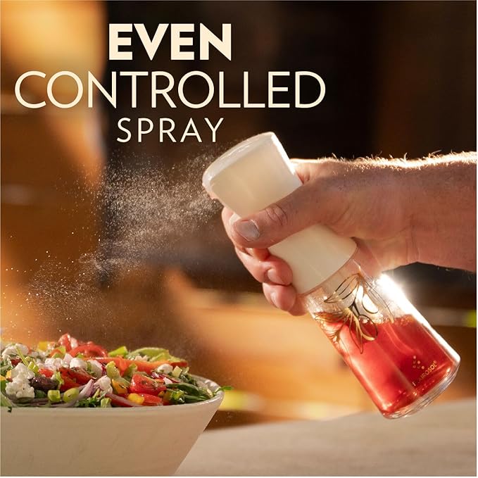 OLIVIA Oil Sprayer for Cooking, 200ml Glass Olive Oil Sprayer, Continuous Cooking Spray Bottle with Portion Control, Olive Oil Dispenser for Kitchen, Air Fryer, Salad, BBQ (Golden Leaves) - Image 2