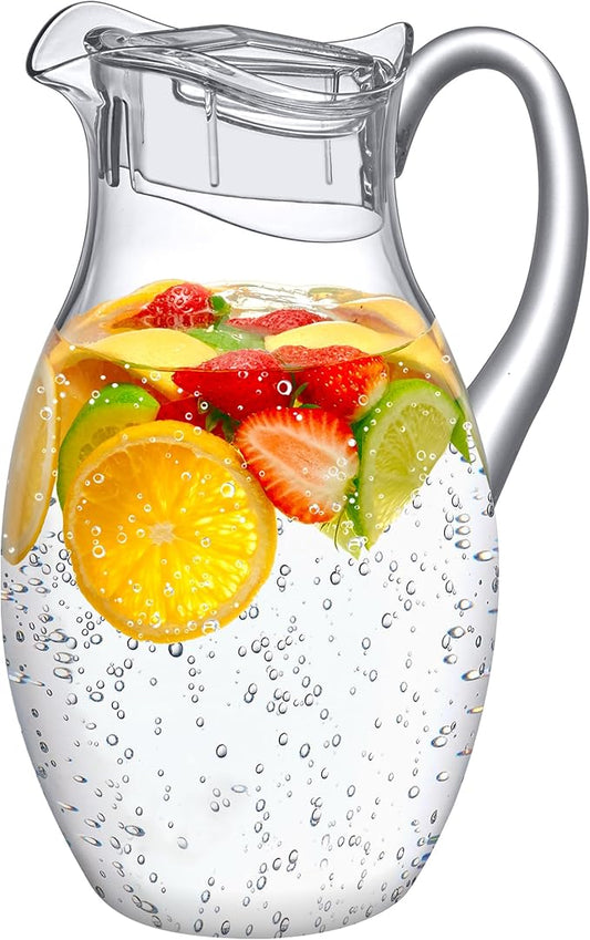 Amazing Abby - Bubbly Grand - Plastic Pitcher (96 oz, 3 Quart), Clear Water Pitcher with Lid, Fridge Jug, BPA-Free, Shatter-Proof, Great for Iced Tea, Sangria, Lemonade, Juice, Milk, and More by AmazingAbby