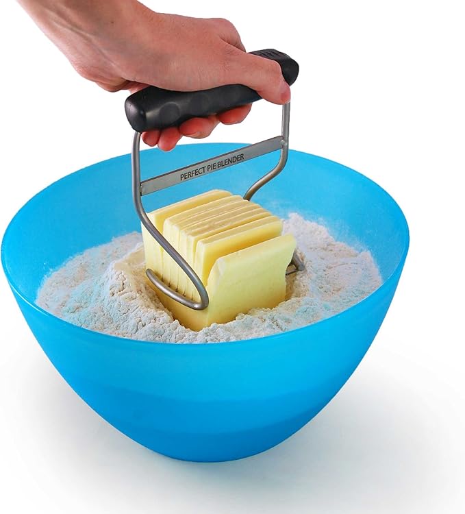 Perfect Pie Dough Blender & Pastry Cutter Tool – Heavy Duty Stainless Steel Blades for Easy Mixing – Ergonomic Soft Grip Handle – Ideal for Baking Pizza, Pie, Cookies - Black