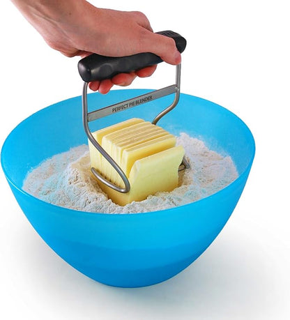 Perfect Pie Dough Blender & Pastry Cutter Tool – Heavy Duty Stainless Steel Blades for Easy Mixing – Ergonomic Soft Grip Handle – Ideal for Baking Pizza, Pie, Cookies - Black
