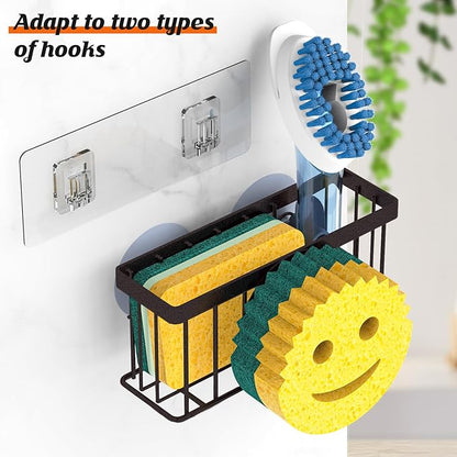 MURLONG Sponge Holder Smiley Face,Sink Caddy for kitchen Sink, Kitchen Organizer Sponge Holder with 2 PCS Suction Cups/1 PCS Adhesive Strips,Designed for Sponge,Soap,Dish brush,Scrubber-Bronze - Image 3
