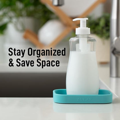 Zulay Kitchen Small Silicone Sponge Holder (4.9x3.3”) – Space-Saving Sink Organizer Tray for Sponge, Soap, Brush & More – Compact Non-Slip Dish for Kitchen & Bathroom (Aqua Sky) - Image 6