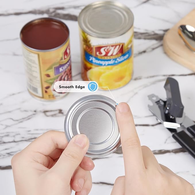 Can Opener Manual, COKORA Can Openers Hand Held with Comfort Anti-Slip Handles, Heavy Duty Stainless Steel Can Opener Smooth Edge and Bottle Openers, Easy Turn Can Openers for Seniors, Kitchen, Black - Image 4