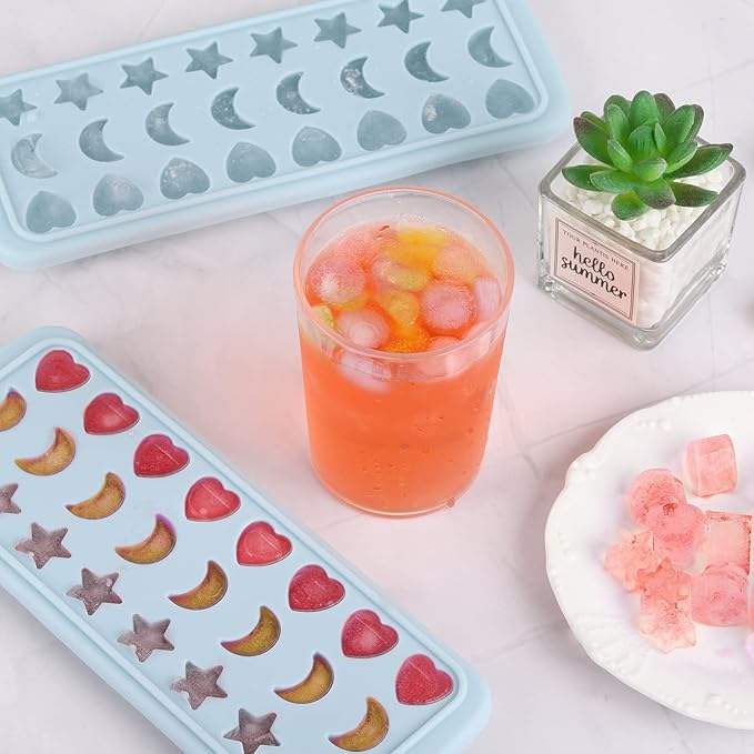 Moon Stars and Heart Ice Cube Tray Silicone Molds with Liquid Dropper，Easy Release Ice Trays with Lid, 24 Cavity Heart Mold for Ice Cubes, Gelatine, Chocolate, Baking and Candy - Image 4