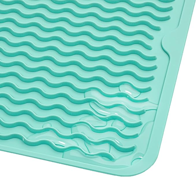MicoYang Silicone Dish Drying Mat for Multiple Usage,Easy clean,Eco-friendly,Heat-resistant Silicone Mat for Kitchen Counter or Sink,Refrigerator or Drawer liner Mint M 12 inches x 12 inches - Image 9