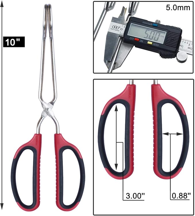 HINMAY Stainless Steel Scissor Tongs with Comfort-Grip Handle 10-Inch - Image 3